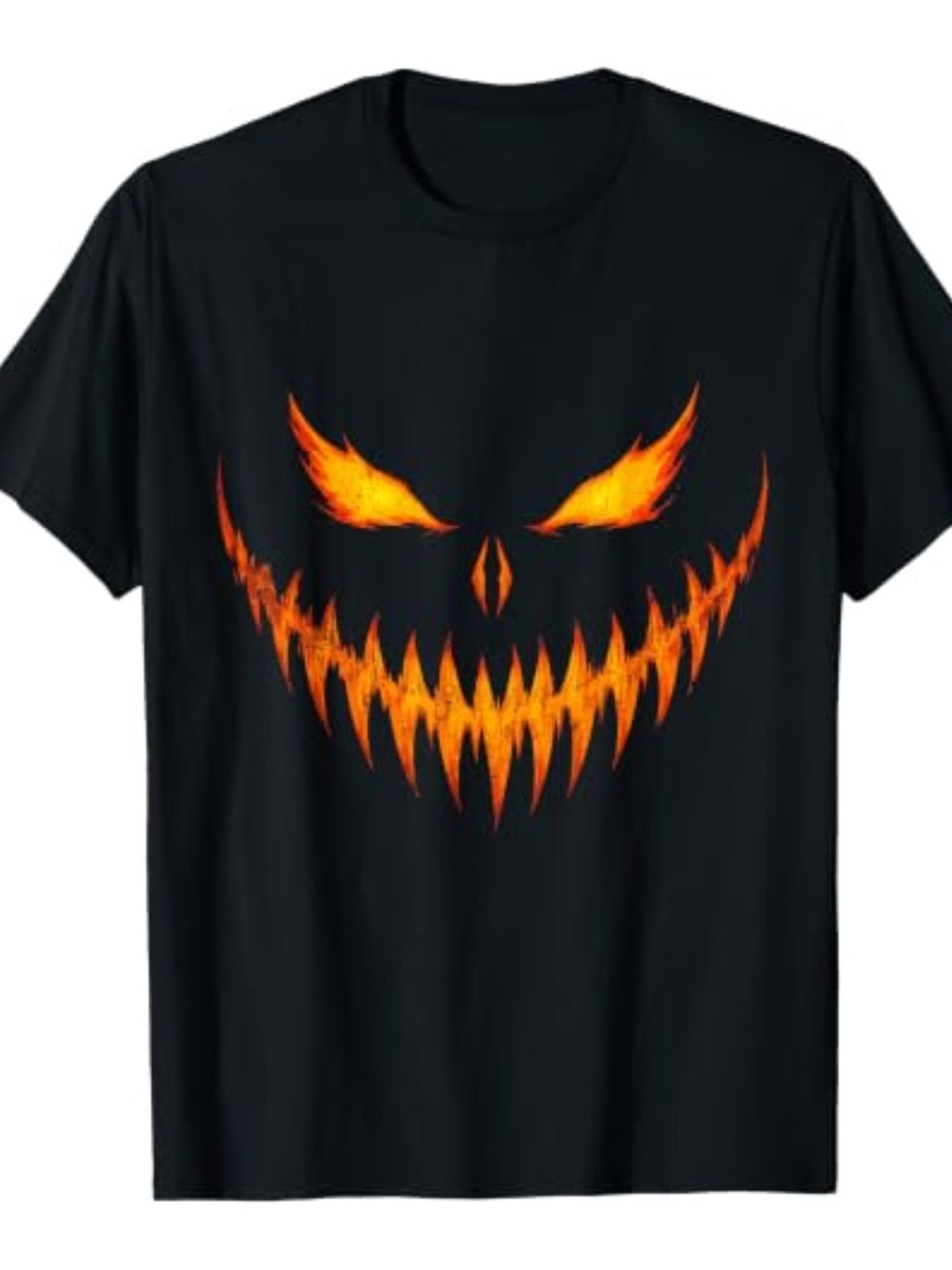 Gildan Black Short-Sleeve Tee with Fiery Orange Jack-O'-Lantern Face